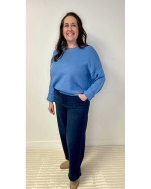 Michelle Mae Gianna Pullover Sweater Top - Blue