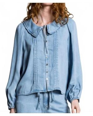 Suncoo Lazar Flowing Denim Blouse - Blue