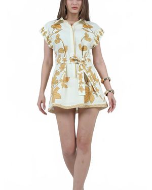Aylaya Sarah Printed A-Line Mini Shirt Dress - White