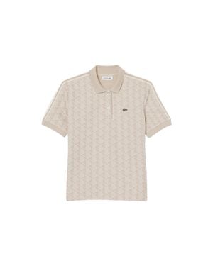 Lacoste Monogram Jacquard Slim Polo - White
