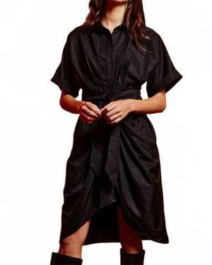 Bucketlist Tammy Tulip Hem Shirt Dress - Black