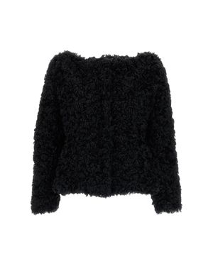 Simone Rocha Sculpted Round Faux-Fur Jacket - Black