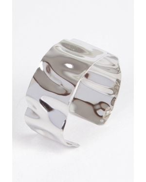 Fashnzfab Bold Metal Cuff Simple Modern Style - Gray