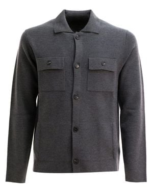 Zanone Dark Button-Up Jacket - Black