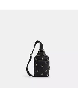 COACH Racer Sling Pack With Lightning Bolt Print - Black