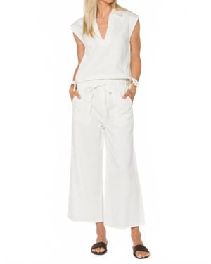 Velvet Heart Claudette Pull On Crop Wide Leg Pants - White