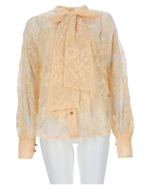 Zimmermann Puff Sleeve Floral Lace Cotton-Blend Blouse - White