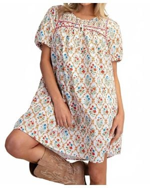 Easel Tiny Flowers Mini Dress - Natural