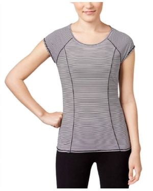Calvin Klein Performance Striped Cutout Back T-Shirt - Gray