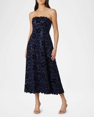Shoshanna Strapeless Anessa Midi Dress - Blue