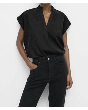 Naked Zebra Soft Matte Drop Shoulder Blouse - Black