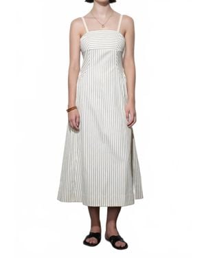Greylin Lyla Gathered Side Sleeveless Stripe Midi Dress - White