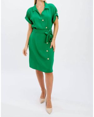 FRANK LYMAN Knee Length Wrap Style Dress - Green