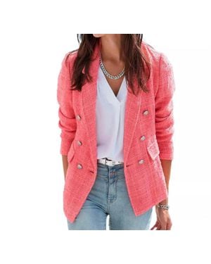 Lascana Double Breasted Boucle Blazer - Red