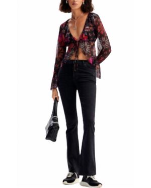 Desigual Rhinestone Flare Leg Jean - Black