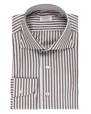 Borriello Striped Cotton Casual Shirt - Gray