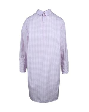 Dries Van Noten Checkered Oversized Cotton Shirt - Purple