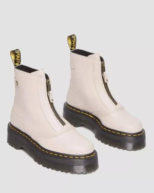 Dr. Martens Jetta 27656348 Boot Leather Zip Front Platform Gal1131 - Natural