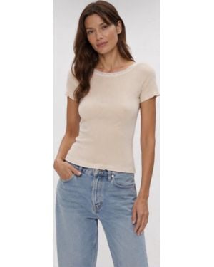 Michael Stars Paisley Supima With Lace Short Sleeve Crew Tee - Blue