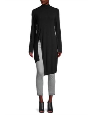 BCBGeneration Asymmetric Rayon Turtleneck Top - Black