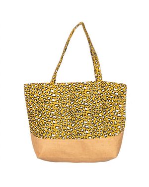 Judson & Co. Leopard Print Canvas Tote Bag - Yellow