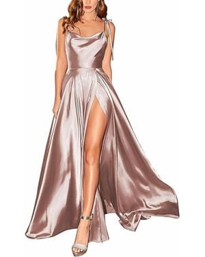 Cinderella Divine Cowl Neck A-Line Dress - Brown