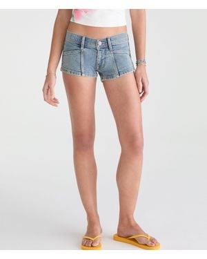 Aéropostale Super Low-Rise Micro Denim Shorts - Blue