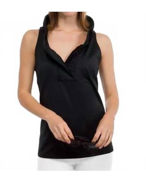 Gretchen Scott Ruffneck Sleeveless Top - Black