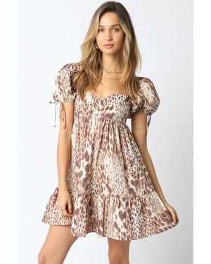 Olivaceous Leopard Mini Dress - Brown