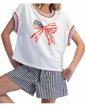 Eesome Usa Graphic Bow Top - White