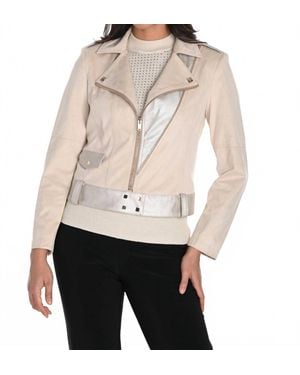 FRANK LYMAN Suede Moto Jacket - Natural