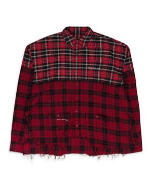 PROJECT G/R Upside-Down Checked Button-Down Shirt - Red