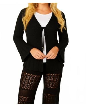 French Kyss Crochet Tie Cardigan - Black