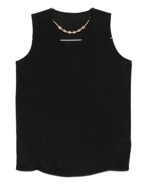 Fabiana Filippi V-Neck Satin Top - Black