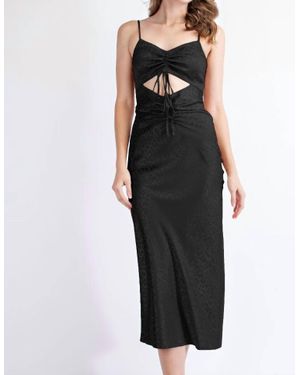 Edit by Nine Satin Jacquard Slip Dress - Black