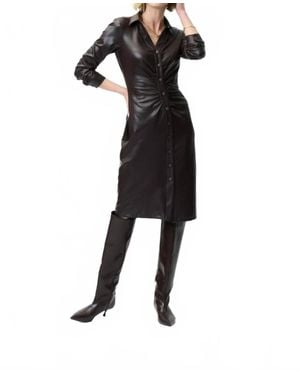 Joseph Ribkoff Faux Leather Shirt Dress - Black