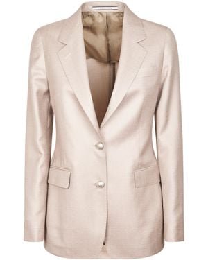 Tagliatore Tailored Jacket With Notch Lapel And Button Detail - Natural