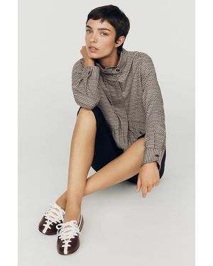 Maeve Contrast Lace-Up Ballet Flats - Gray