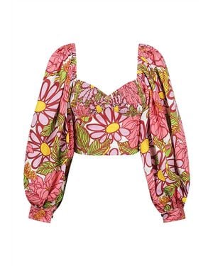 SWF Exaggerated Puff Sleeve Top - Red