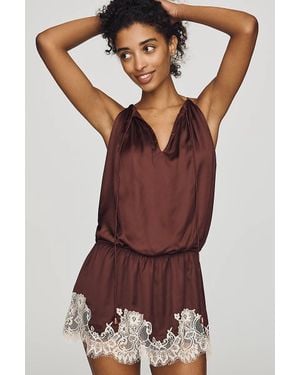 Rococo Sand Lace Mini Slip Dress - Purple