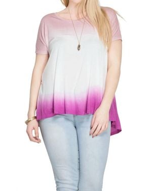 She + Sky Ombre Short Sleeve Tunic Top - Pink