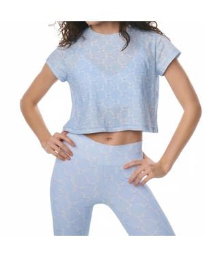 LoveShackFancy Rubin Cropped Tee - Blue
