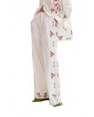Essentiel Antwerp Janai Embroidered Pants - White