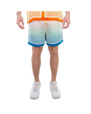 CASABLANCA Diamond Monogram Degrade Silk Shorts - Blue