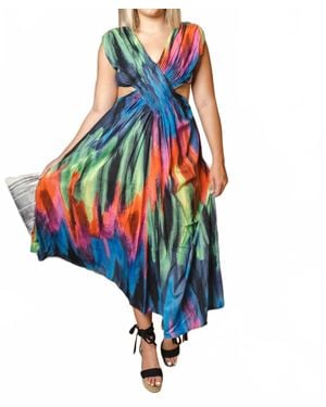 ATHINA Colorful Cutout Maxi Dress - Blue
