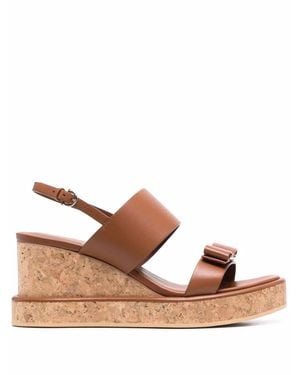 Ferragamo Ferragamo Vara Bow 55Mm Wedge Sandals - Brown