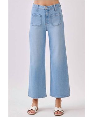 Letter to Juliet Front Patch Pocket Wide Leg Jeans - Blue