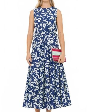 Oliphant Sleeveless Piped Maxi Dress - Blue