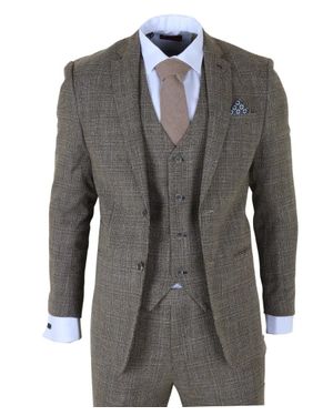 Robert Simon 3 Piece Suit Classic Plaid Checked Slim Fit Formal Dress - Gray