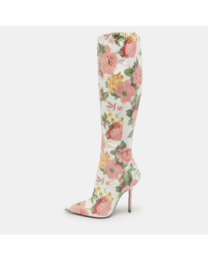 Vetements Floral Print Paper Mache Knee Length Boots - Multicolor